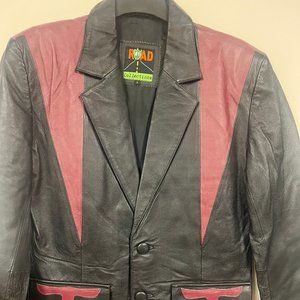 Western Men's Leather Blazer - Black & Burgundy Color - New by Road Collection